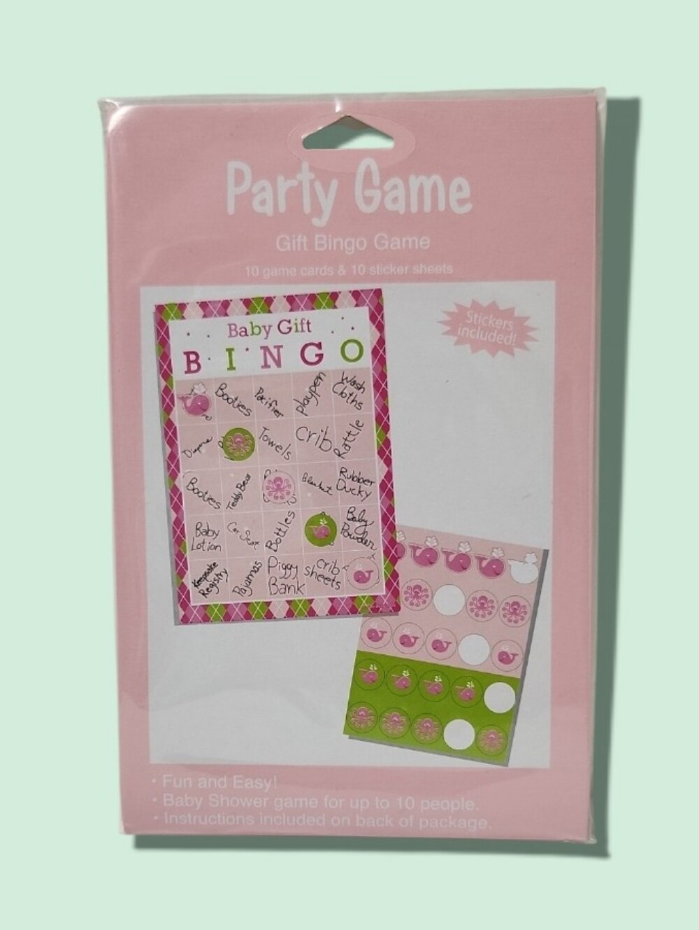 Creative Converting Ocean Preppy Baby Girl Gift Bingo Game Pink 10 Cards